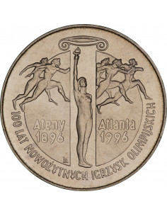 Awers monety 2 zł 1995 100 lat nowożytnych Igrzysk Olimpijskich 1896 1996