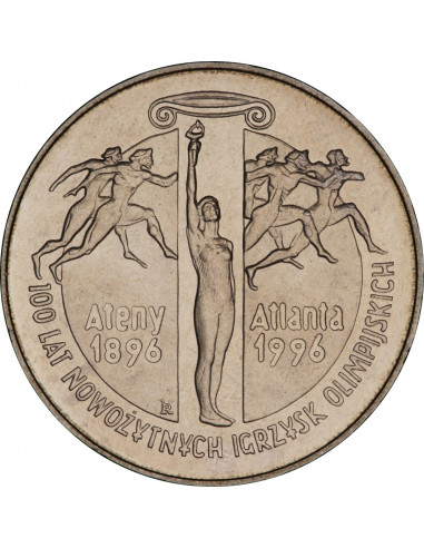 Awers monety 2 zł 1995 100 lat nowożytnych Igrzysk Olimpijskich 1896 1996