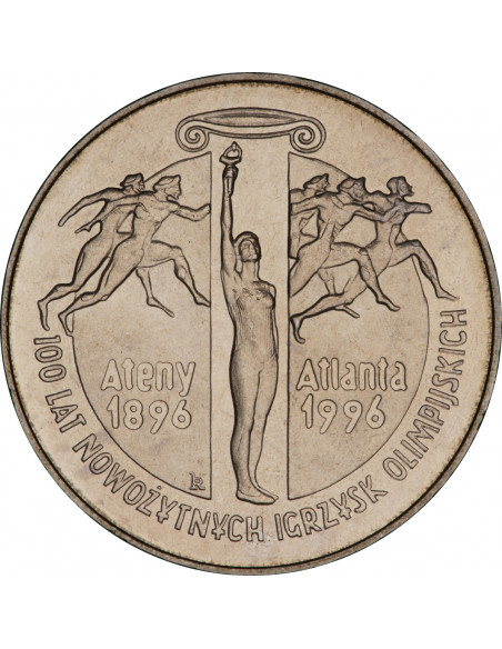 Awers monety 2 zł 1995 100 lat nowożytnych Igrzysk Olimpijskich 1896 1996