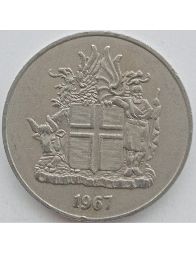 Awers monety Islandia 10 Koron 1967 herb