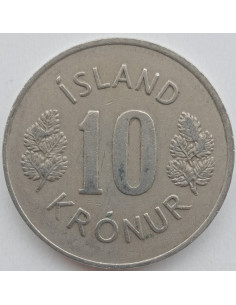 Awers monety Islandia 10 Koron 1967 herb 2