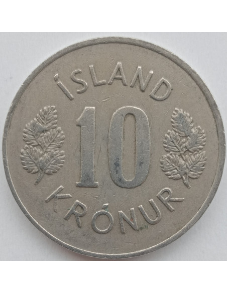 Rewers monety Islandia 10 Koron 1967 herb