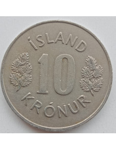 Awers monety Islandia 10 Koron 1970 herb 2