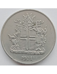 Awers monety Islandia 10 Koron 1971 herb