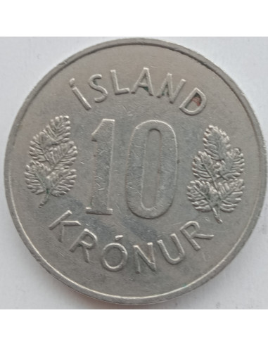 Awers monety Islandia 10 Koron 1973 herb