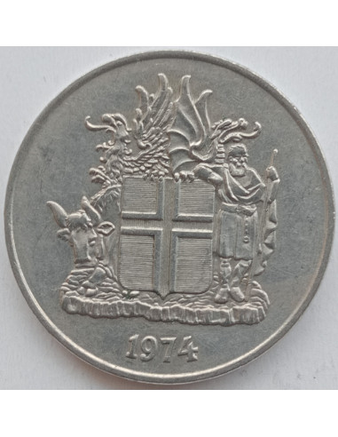 Awers monety Islandia 10 Koron 1974 herb