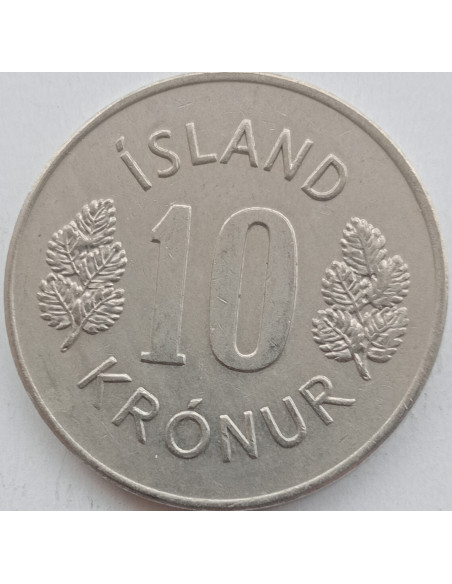 Rewers monety Islandia 10 Koron 1976 herb