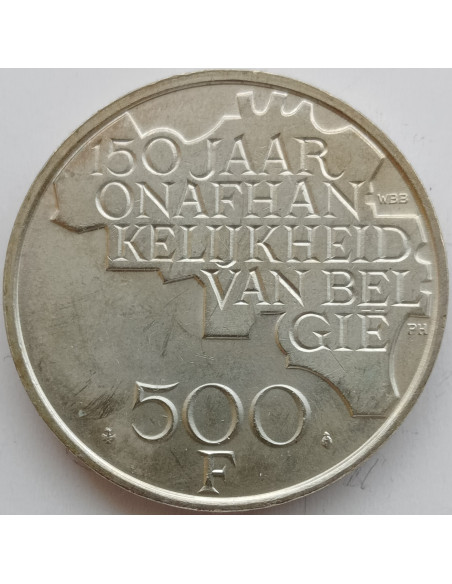 Rewers monety Belgia 500 Franków 1980