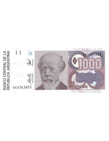Przód banknotu Argentyna 1 000 Austral 1990 UNC