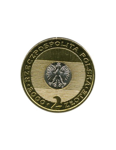 Rewers monety 2 zł 2000 Rok 2000 przełom tysiącleci