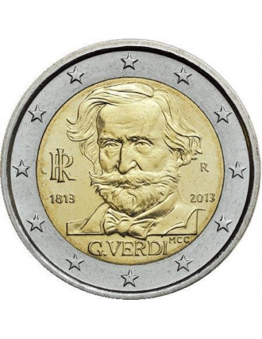 Awers monety Włochy 2 euro 2013 200 rocznica urodzin Giuseppe Verdiego