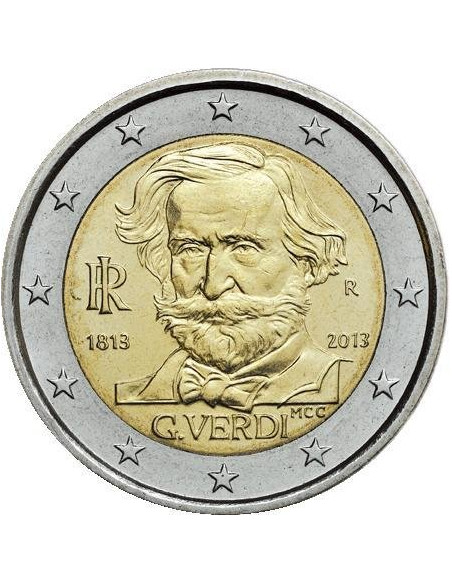 Awers monety Włochy 2 euro 2013 200 rocznica urodzin Giuseppe Verdiego