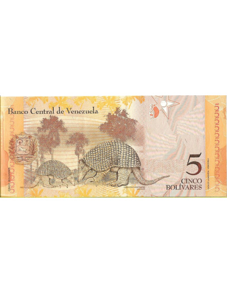 Tył banknotu Wenezuela 5 Bolivar 2007 UNC