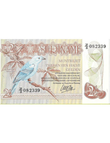 Przód banknotu Surinam 25 Gulden 1985 UNC