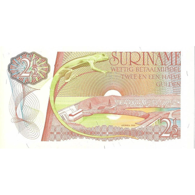 Tył banknotu Surinam 25 Gulden 1985 UNC