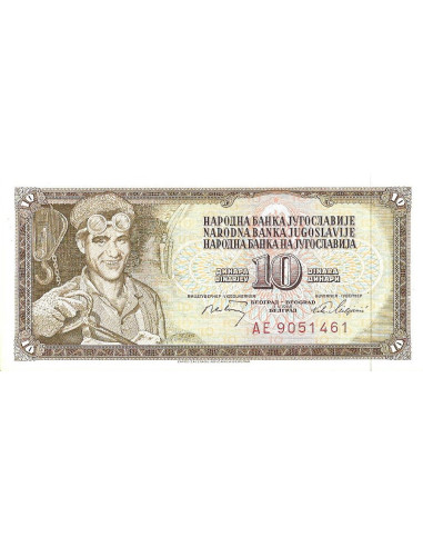 Przód banknotu Jugosławia 10 Dinar 1968 UNC