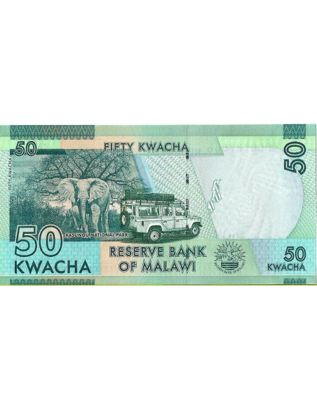Tył banknotu Malawi 50 Kwacha 2016 UNC