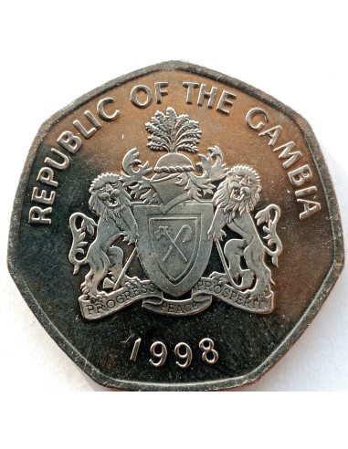 Awers monety Gambia 1 Dalasi 1998