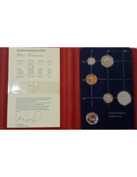 Rewers monety 1984 Różne Guldeny Zestaw PROOF