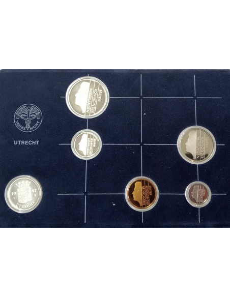 Awers monety 1987 Różne Guldeny Zestaw PROOF