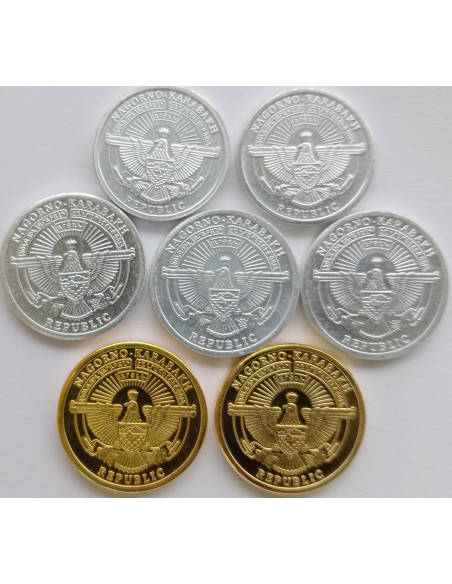 Rewers monety Republika Górskiego Karabachu 2013 Różne Lumy i Dram zestaw monet