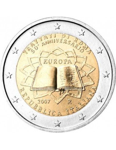 Awers monety 2 euro 2007 50lecie Traktatu Rzymskiego Włochy