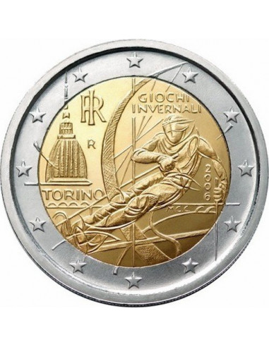 Awers monety 2 euro 2006 XX Zimowe Igrzyska Olimpijskie w Turynie 2006