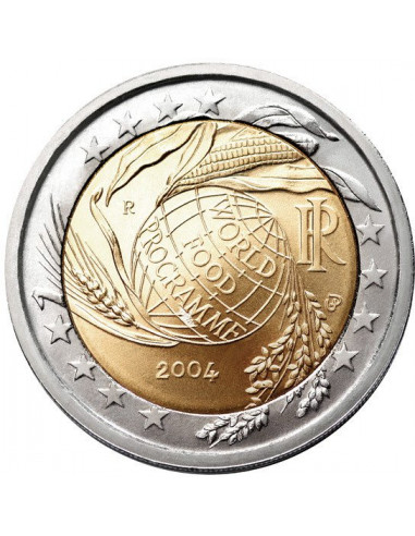 Awers monety 2 euro 2004 5 dekada Światowego Programu Żywnościowego