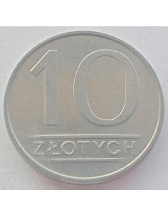 Awers monety 10 Złotych 1985