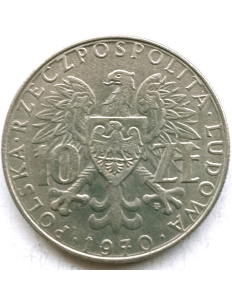Rewers monety 10 Złotych 1970 25 lat Ziemie Odzyskane