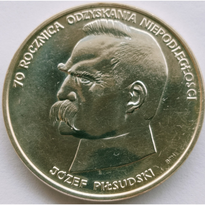 Awers monety 50 000 Złotych 1988 70. rocznica Odzyskania Niepodległości