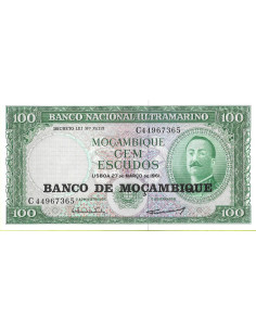 Przód banknotu Mozambik 100 Escudo 1976 UNC