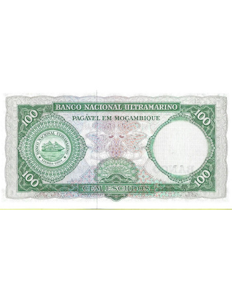 Tył banknotu Mozambik 100 Escudo 1976 UNC