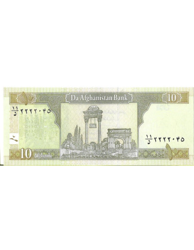 Przód banknotu Afganistan 10 Afgani 2008 UNC