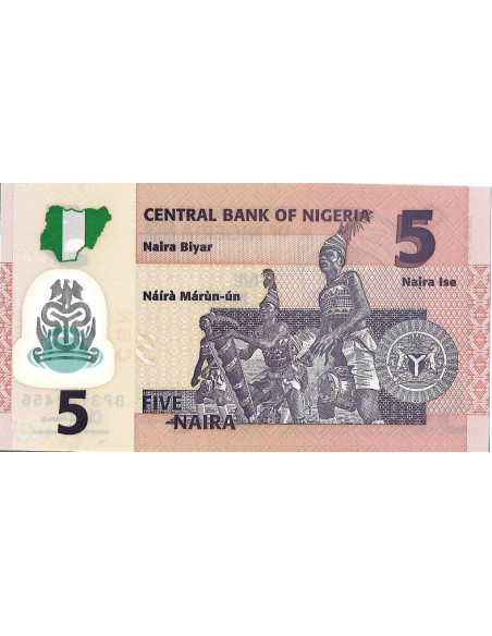 Tył banknotu Nigeria 5 Naria 2015 UNC