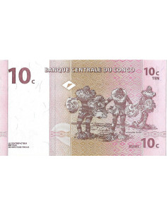 Przód banknotu DMK Zair 10 Centym 1997 UNC 2