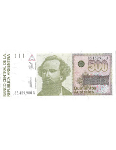 Przód banknotu Argentyna 500 Austral 1990 UNC