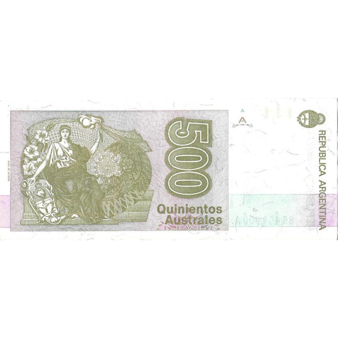 Tył banknotu Argentyna 500 Austral 1990 UNC