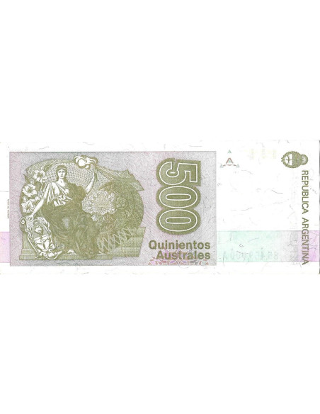 Tył banknotu Argentyna 500 Austral 1990 UNC