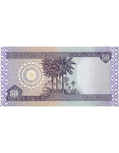 Przód banknotu Irak 50 Dinar 2003 UNC