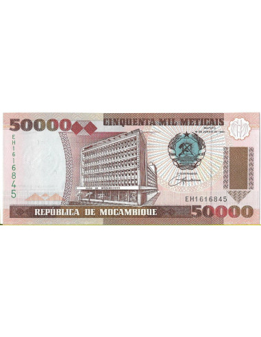 Przód banknotu Mozambik 50 000 Metical 1993 UNC