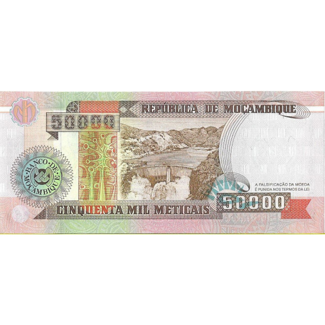 Tył banknotu Mozambik 50 000 Metical 1993 UNC