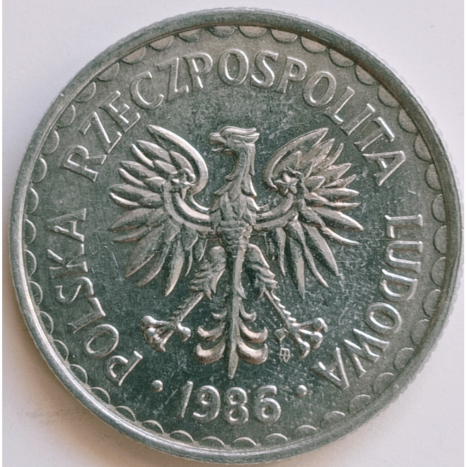 Rewers monety 1 Złoty 1986