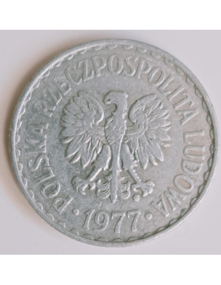 Awers monety 1 Złoty 1977