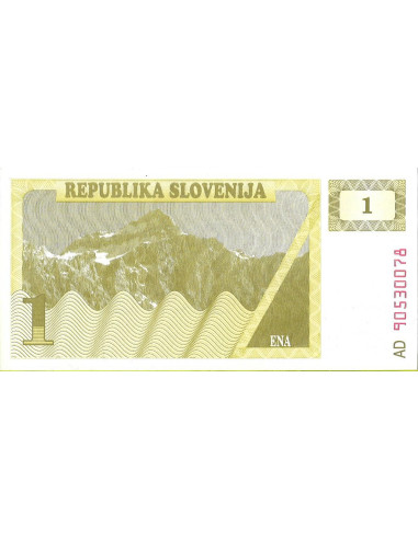 Przód banknotu Słowenia 1 Tolar 1990 UNC