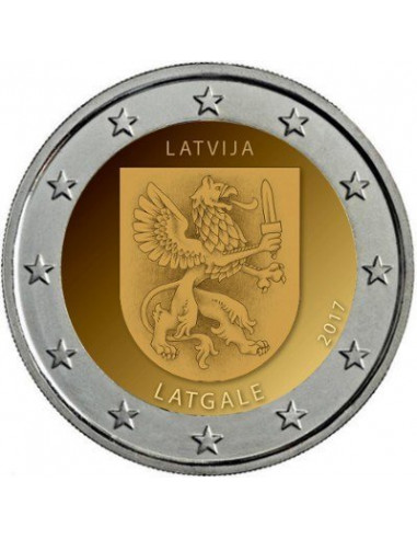 Awers monety Łotwa 2 euro 2017 Łatgalia