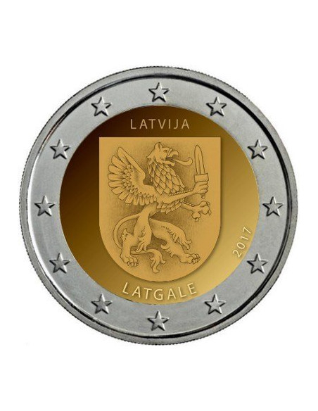 Awers monety Łotwa 2 euro 2017 Łatgalia