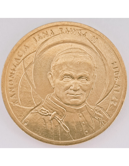 Awers monety 2 zł 2014 Kanonizacja Jana Pawła II – 27 IV 2014