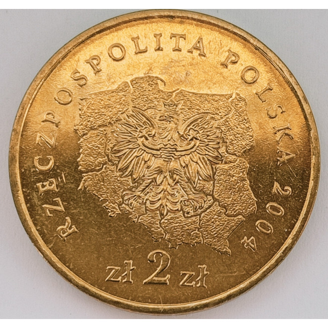 Rewers monety 2 zł 2004 Herby Województw: lubuskie