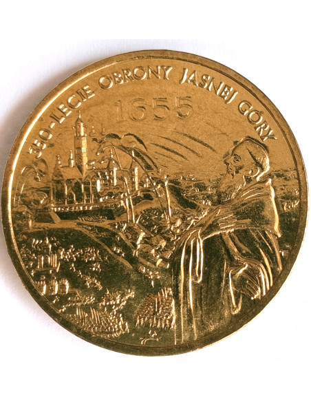 Awers monety 2 zł 2005 350lecie obrony Jasnej Góry
